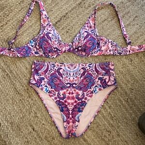 Zara Pink and Purple Paisley Bikini